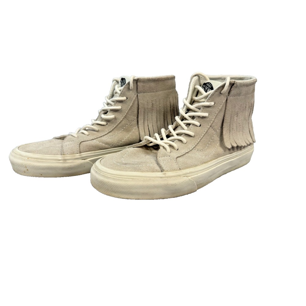 Vans Sk8-Hi Moccasin Fringe Suede High Top Sneakers Sand Beige Mens 6 Womens 7.5